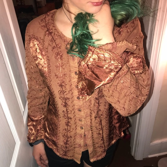 Embroidered Burnt Orange/Rust Long Sleeve - Picture 2 of 5